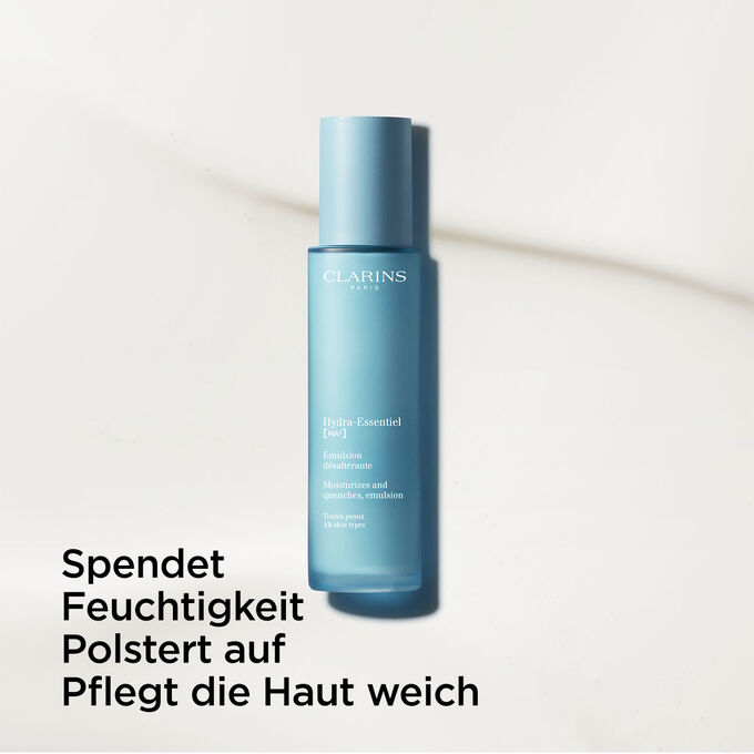Packshot von Clarins Hydra-Essentiel 23 Emulsion, eine feuchtigkeitsspendende, weichpflegende Gesichtsemulsion für den Tag mit Hyaluronsäure.