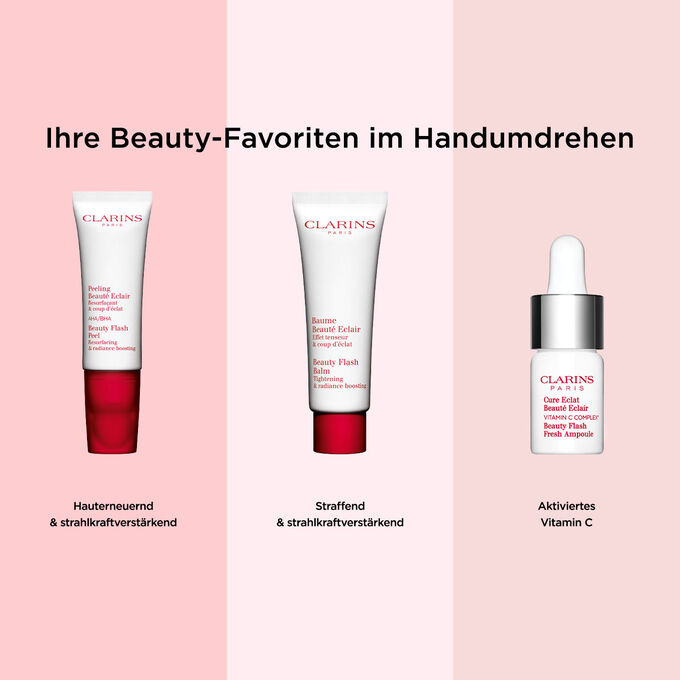 Das Gesichtspflegesortiment von Clarins, massgeschneidert, um die Haut zu n&auml;hren, zu straffen und aufzubauen, um allen Bed&uuml;rfnissen zu entsprechen.