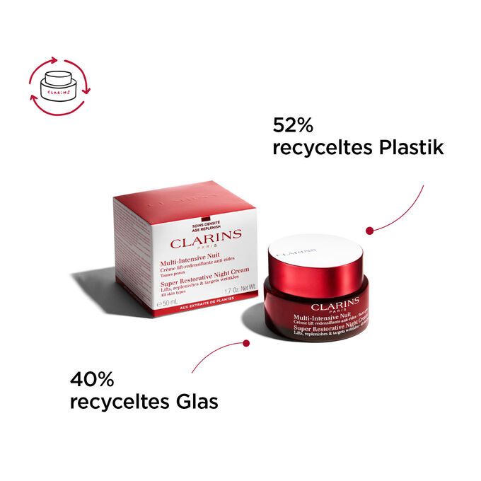 Multi-Intensive Nuit für jeden Hauttyp Tiegel und Verpackung aus recyceltem Glas und recyceltem Plastik