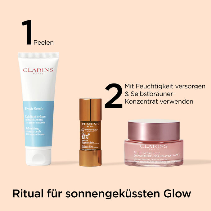 Packshot der allm&auml;hlichen Selbstbr&auml;unerlinie von Clarins f&uuml;r einen allm&auml;hlichen sonnengek&uuml;ssten Teint ohne Sonne