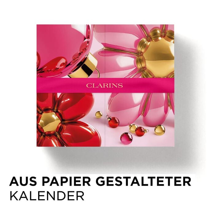 Adventskalender-Box mit Papierverpackung f&uuml;r ein 12-Tage-Beauty-Countdown-Geschenkset.