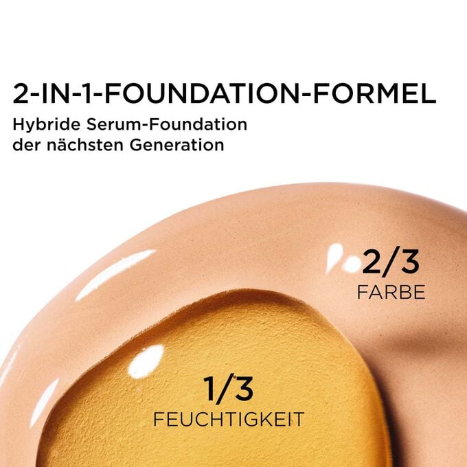 Fokus auf Mix zweier Texturen: Serum und Foundation in der Serum-Foundation-Formel von Clarins f&uuml;r Deckkraft der n&auml;chsten Generation