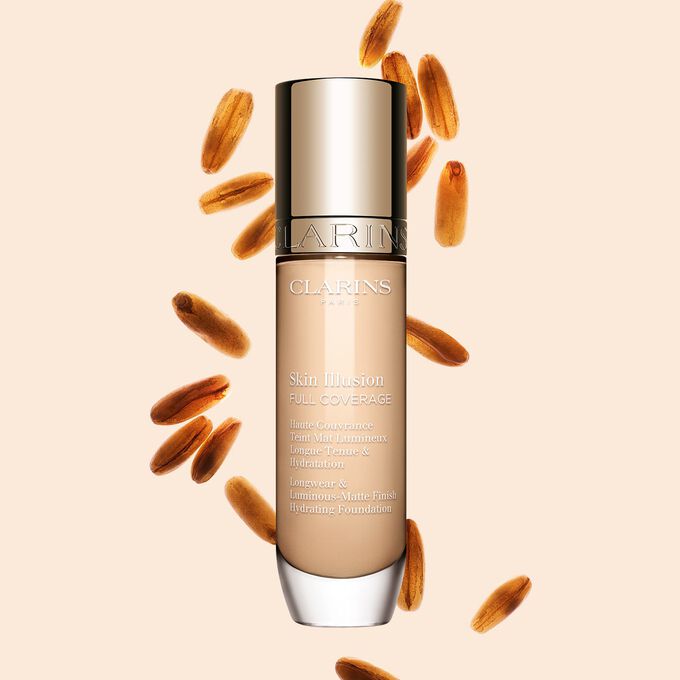 Clarins Skin Illusion Full Coverage pr&auml;sentiert sich in einem eleganten Design und neuer modernen Verpackung. Eine Foundation f&uuml;r einen makellosen und nat&uuml;rlichen Teint.