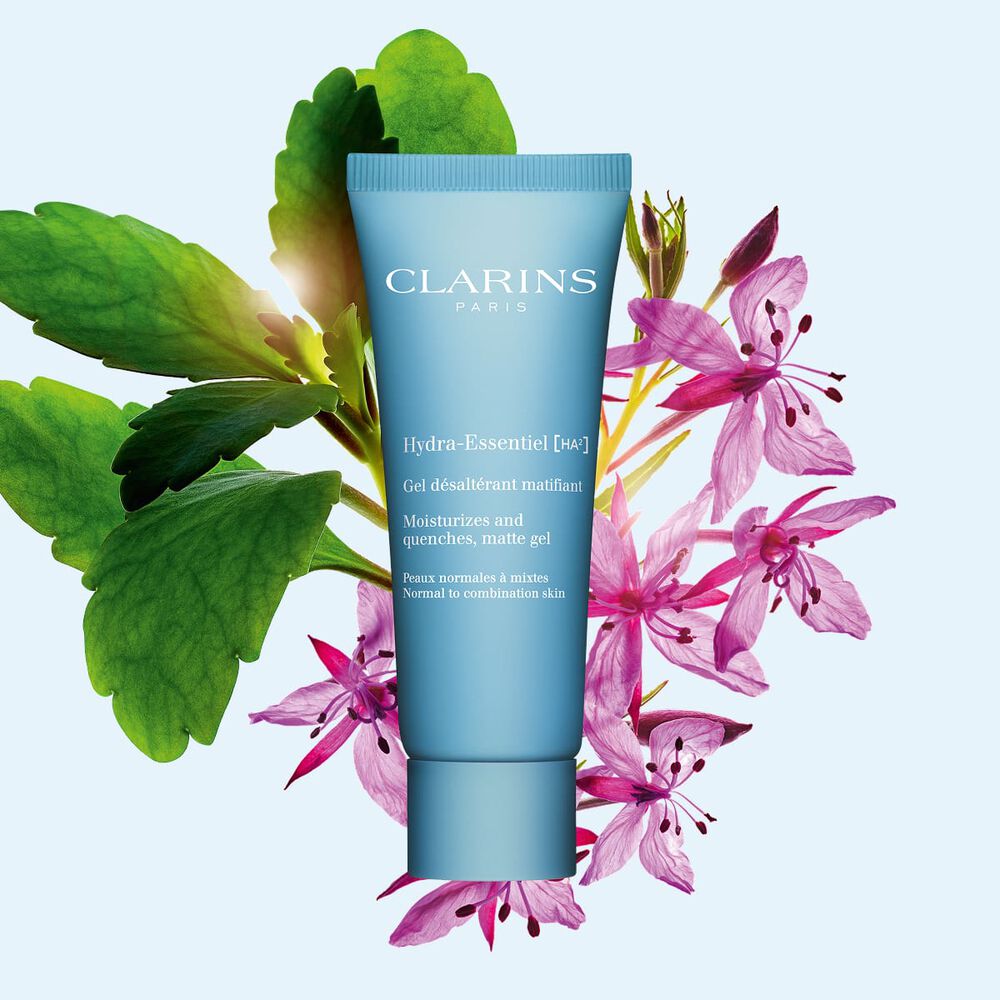 Bild zeigt Clarins Hydra-Essentiell Gel Matifiant, ein Gesichtsgel f&uuml;r den Tag, das mit Hyalurons&auml;ure angereichert ist, Feuchtigkeit spendet und mattiert.