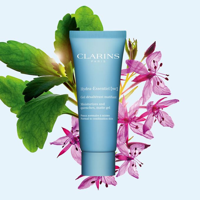 Bild zeigt Clarins Hydra-Essentiell Gel Matifiant, ein Gesichtsgel f&uuml;r den Tag, das mit Hyalurons&auml;ure angereichert ist, Feuchtigkeit spendet und mattiert.
