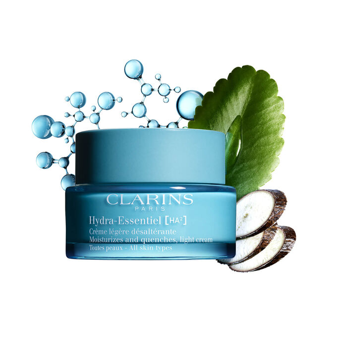Plan produit Crème Légère Hydra-Essentiel avec ingrédients