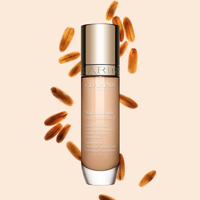 Clarins Skin Illusion Full Coverage pr&auml;sentiert sich in einem eleganten Design und neuer modernen Verpackung. Eine Foundation f&uuml;r einen makellosen und nat&uuml;rlichen Teint.