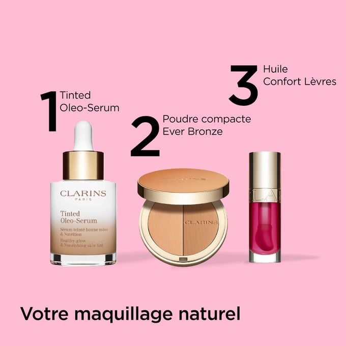 Plan produit du maquillage naturel incontournable de Clarins, conçu pour offrir la combinaison parfaite pour un look naturel