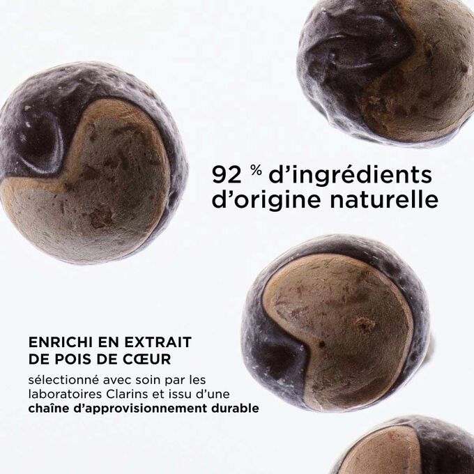 Gros plan sur le pois de c&oelig;ur, illustrant la formule &agrave; 92&nbsp;% d&rsquo;origine naturelle, s&eacute;lectionn&eacute;e et produite de fa&ccedil;on durable.