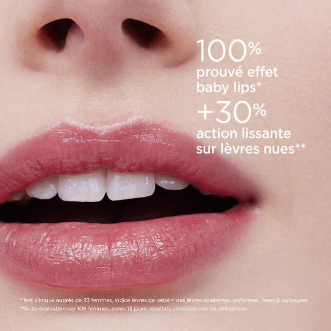 Baume contenant une formule &agrave; base d&rsquo;huile qui vous laisse les l&egrave;vres aussi douces que celles d&rsquo;un b&eacute;b&eacute;, une action garantie qui rend vos l&egrave;vres 13&nbsp;% plus lisses, test&eacute; cliniquement