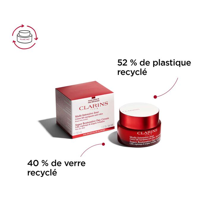 Pot et packaging Multi-Intensive Jour - Peaux sèches fabriqués à partir de verre et de plastique recyclés