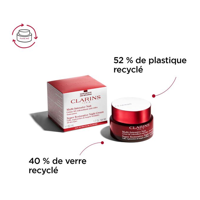 Pot et packaging Multi-Intensive Nuit - Toutes peaux fabriqués à partir de verre et de plastique recyclés