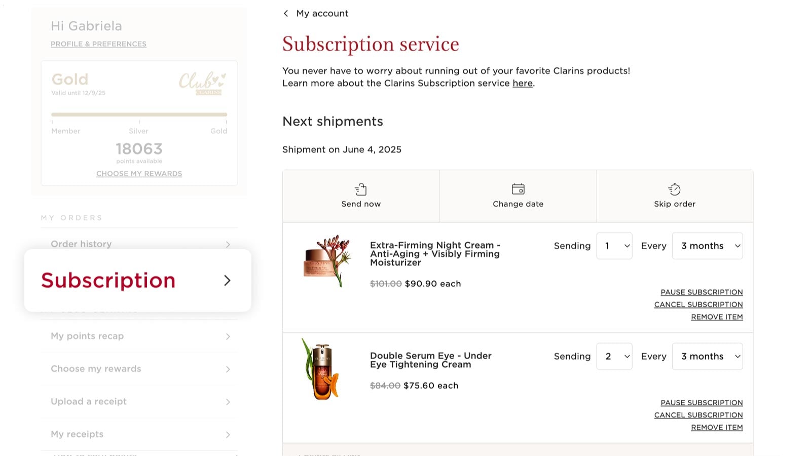 Verwalte deine Abo-Einstellungen von deinem Clarins Konto aus