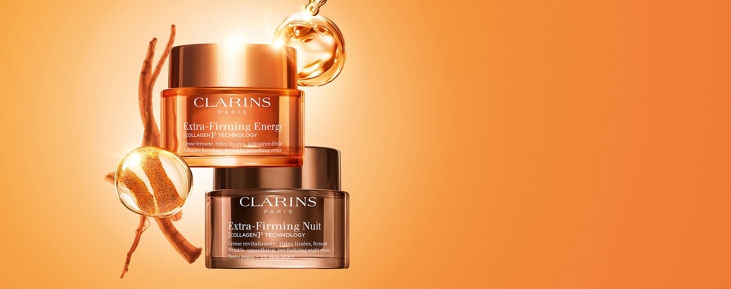 Extra-firming Energy Packshot on campaign's background