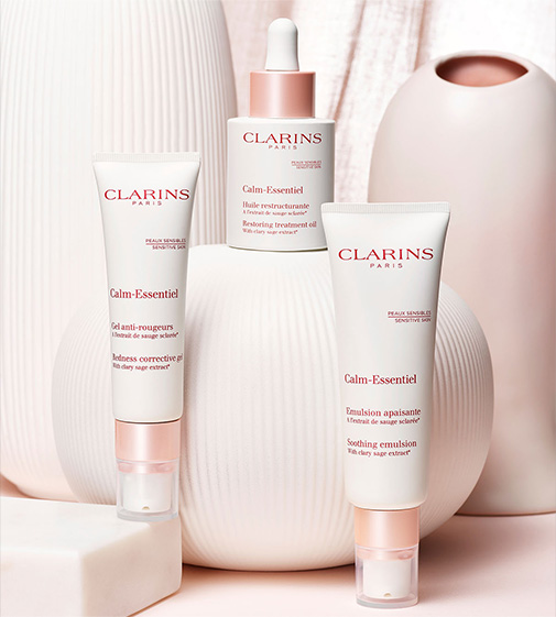 Welche neuen Produkte auf Basis ätherischer Öle hat Clarins für sensible Haut entwickelt?
